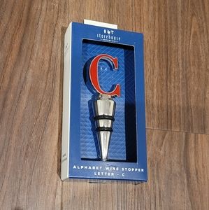 Storehouse Entertain Enamel Wine Stopper Alphabet C Silver/Red NEW